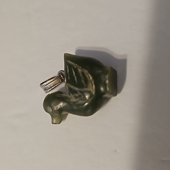 Jade Colored Stone That Is Hand Carved Duck Pendant - Picture 7 of 7